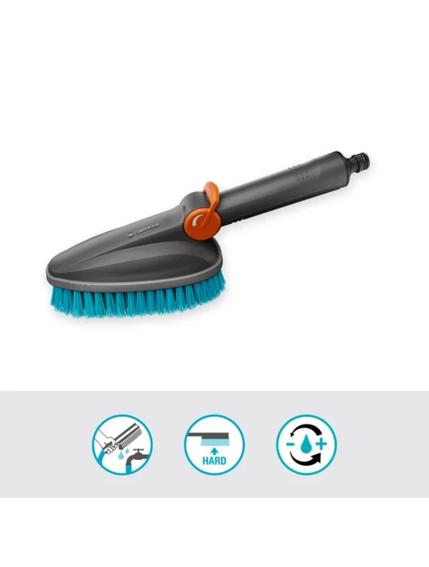 Ручная щетка Gardena Cleansystem Hand Brush M, жесткая, с подключением к водопроводу, для небольших поверхностей