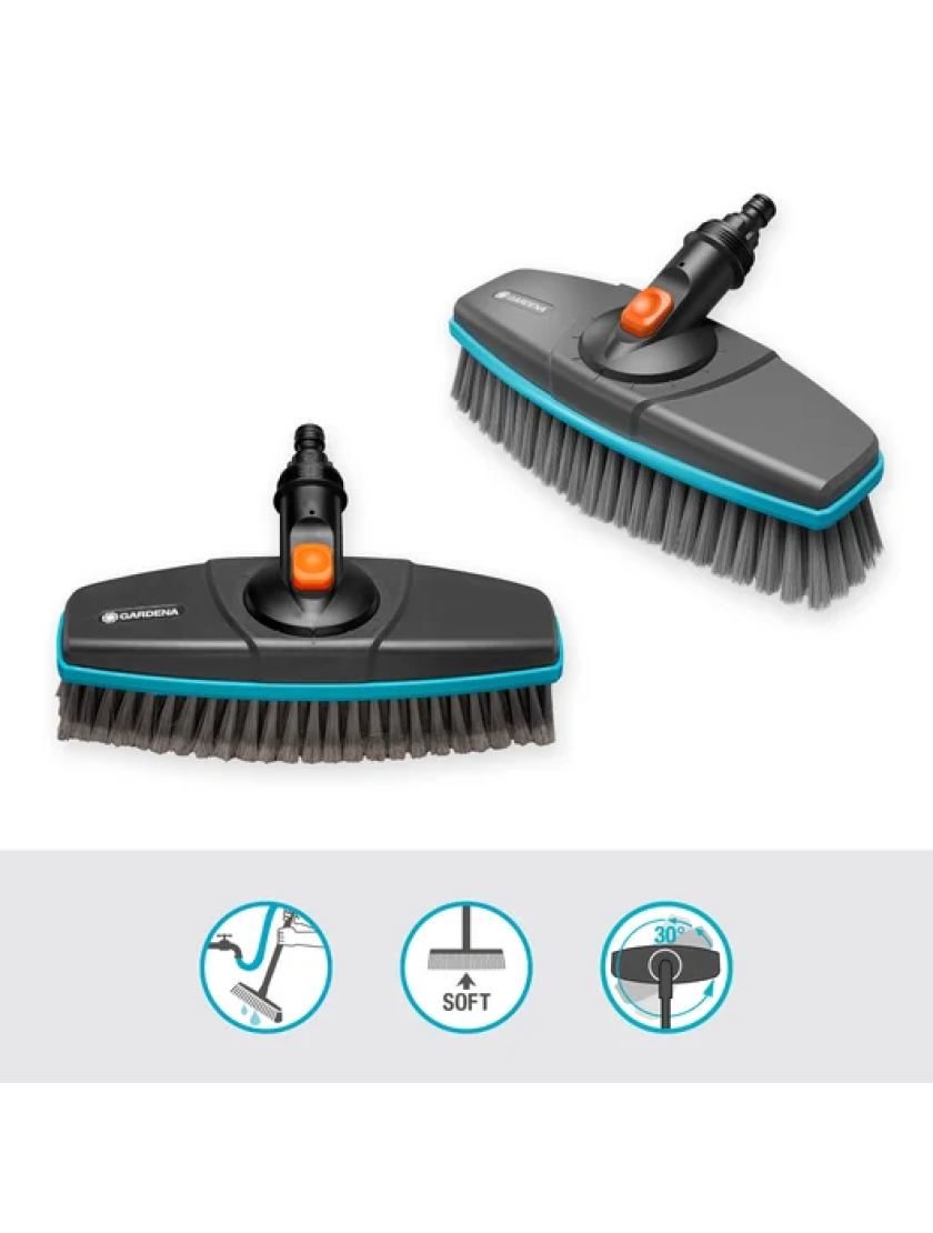 Щетка Gardena Cleansystem Handle Brush — мягкая чистящая щетка для больших и деликатных поверхностей