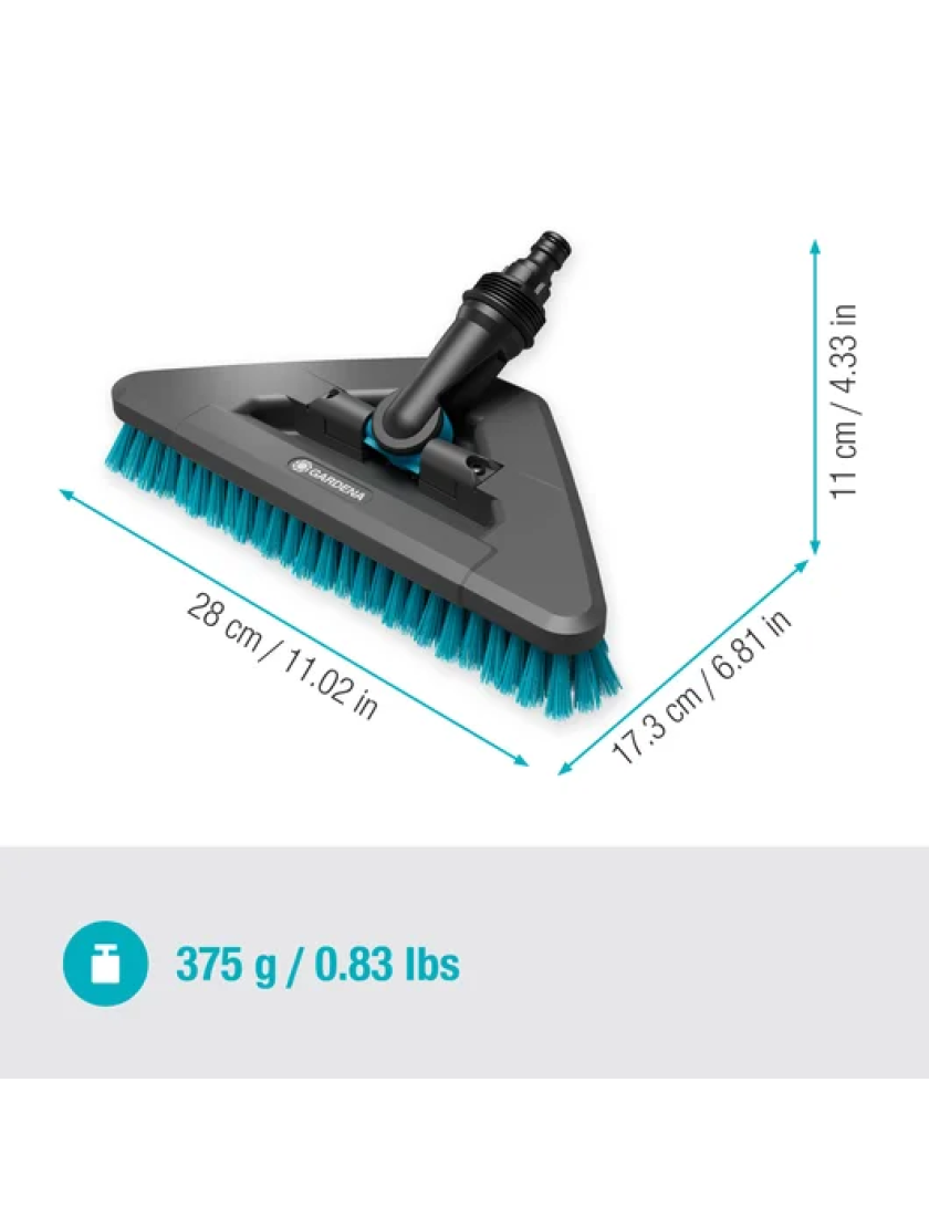 Щетка Gardena Cleansystem Handle Brush с жесткой гибкой ручкой, предназначенная для больших, износостойких поверхностей