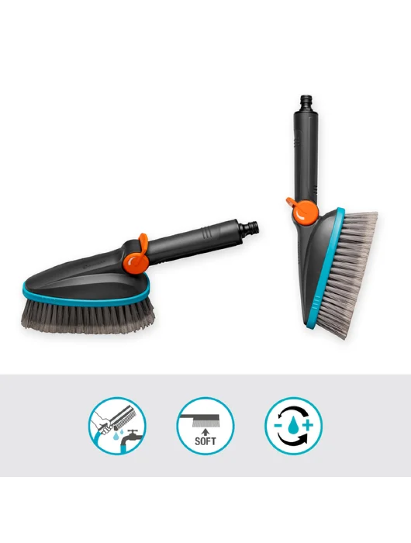 Ручная щетка Gardena Cleansystem Hand Brush M мягкая, подключается к водопроводу, для небольших поверхностей