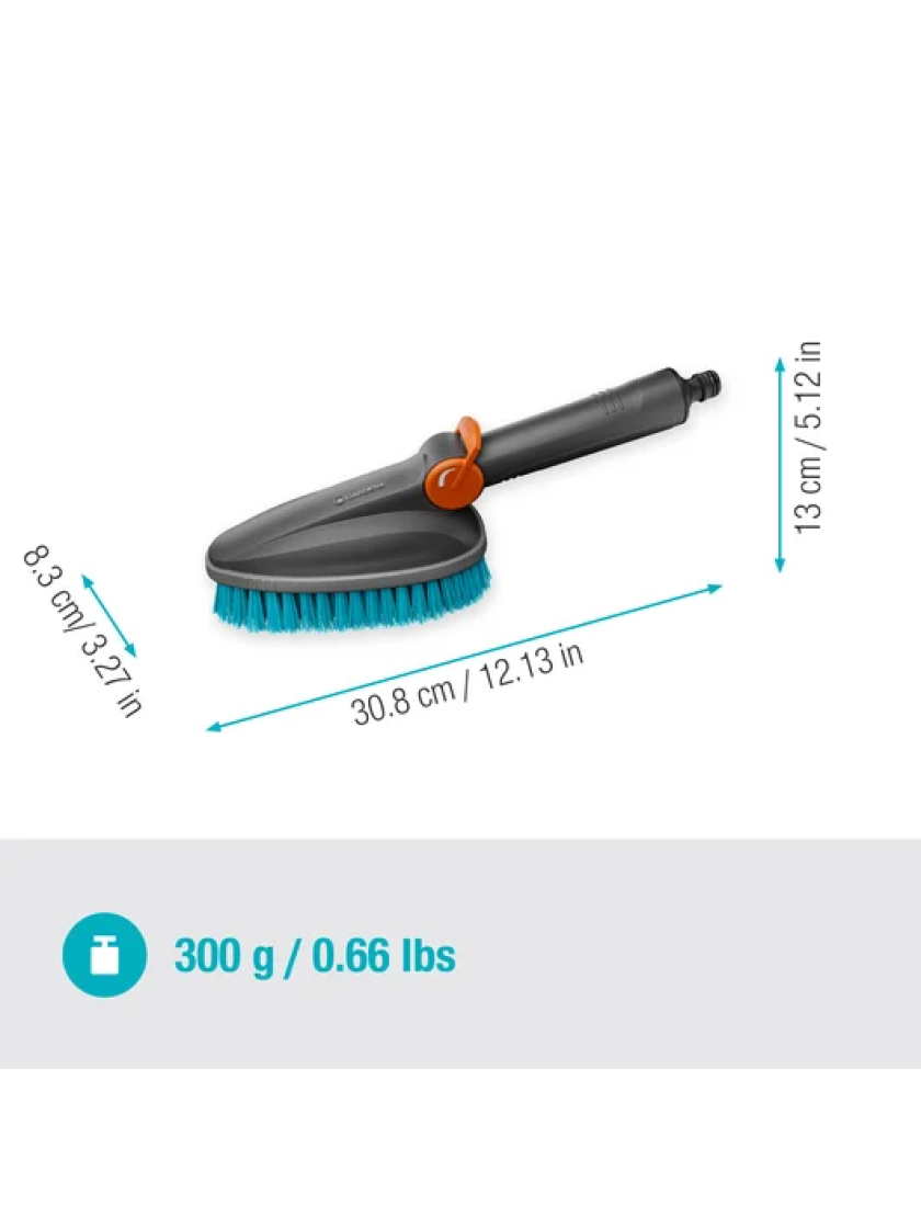 Ручная щетка Gardena Cleansystem Hand Brush M, жесткая, с подключением к водопроводу, для небольших поверхностей