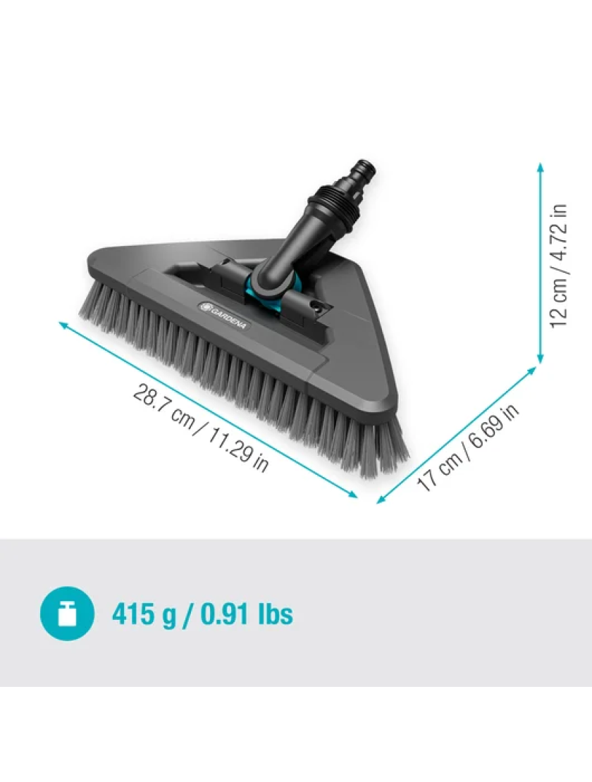 Щетка Gardena Cleansystem Handle Brush с мягкой гибкой ручкой, предназначенная для больших и деликатных поверхностей