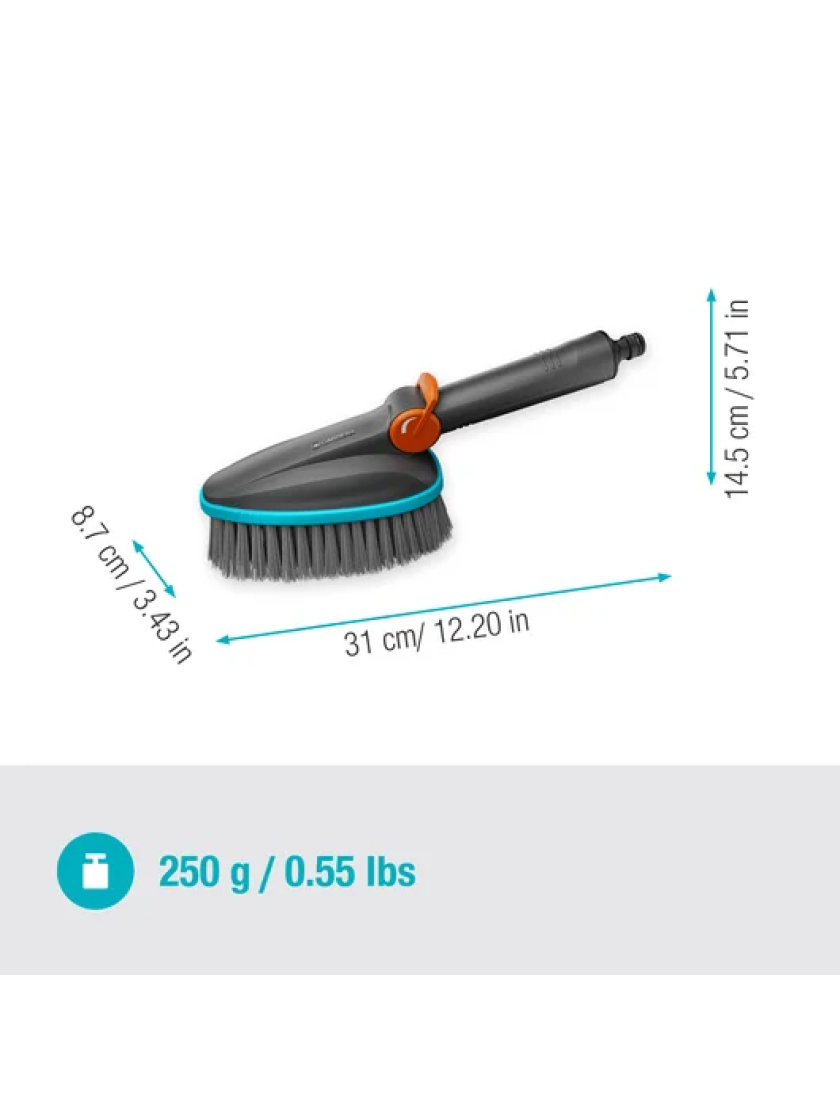 Ручная щетка Gardena Cleansystem Hand Brush M мягкая, подключается к водопроводу, для небольших поверхностей